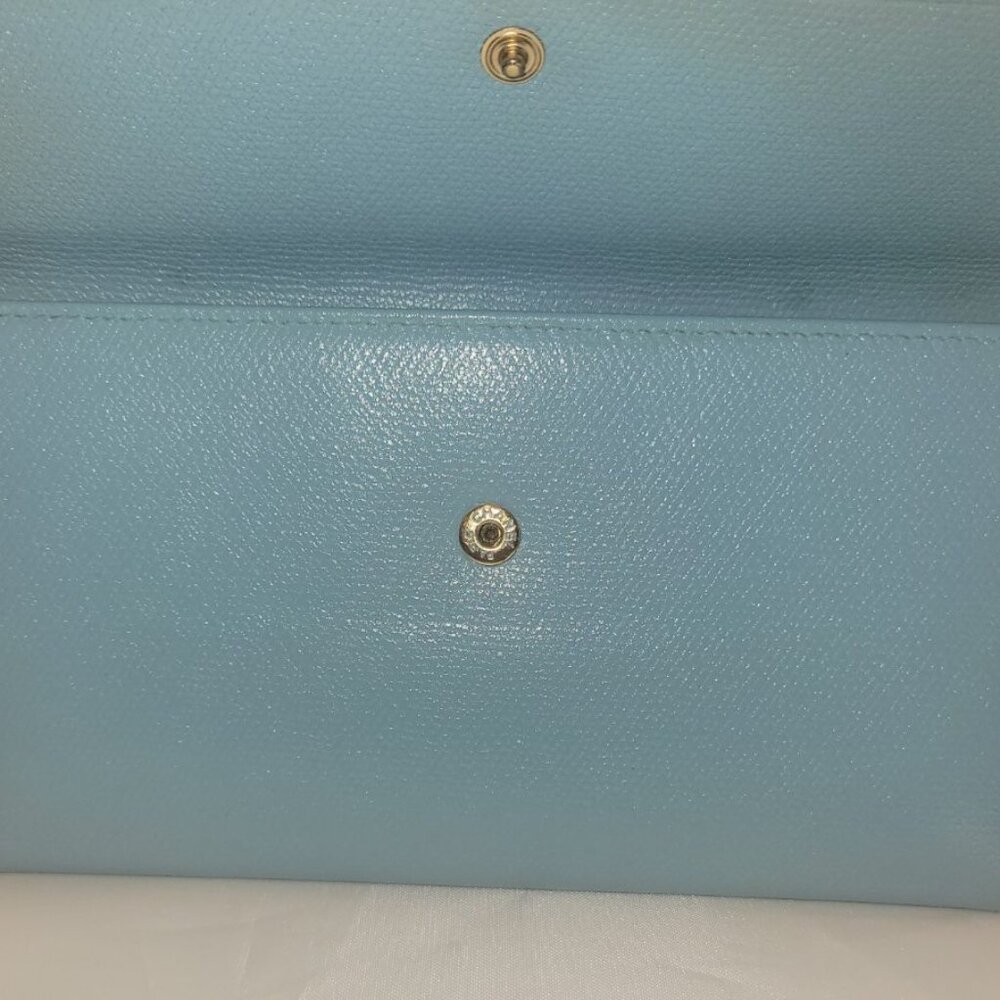 Chanel "Authentic" Blue Leather Coco Button Long … - image 9